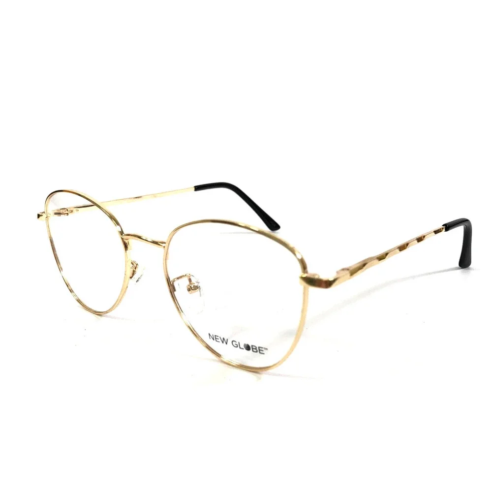 New Globe Eyeglasses Frames L5177 Shiny Gold Round Wire Rim 52-19-140